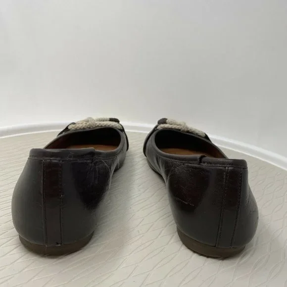 Hunter Women Ballet Flats Leather 36.5 6 6.5 Brown Leather Bow Shoes Round Toe - Picture 6 of 12